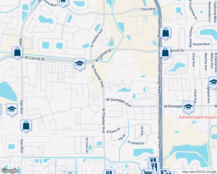 map of restaurants, bars, coffee shops, grocery stores, and more near 1704 Destiny Boulevard in Kissimmee