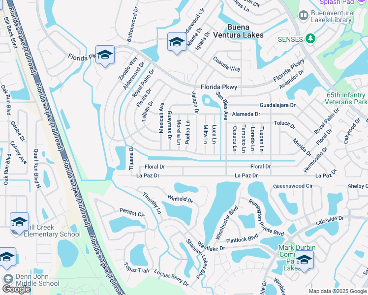 map of restaurants, bars, coffee shops, grocery stores, and more near 143 Puelba Lane in Kissimmee