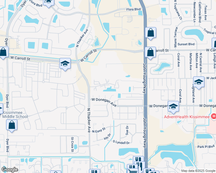 map of restaurants, bars, coffee shops, grocery stores, and more near 1804 Destiny Boulevard in Kissimmee