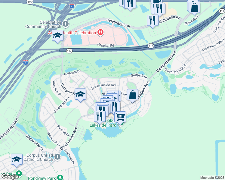 map of restaurants, bars, coffee shops, grocery stores, and more near 707 Teal Avenue in Kissimmee