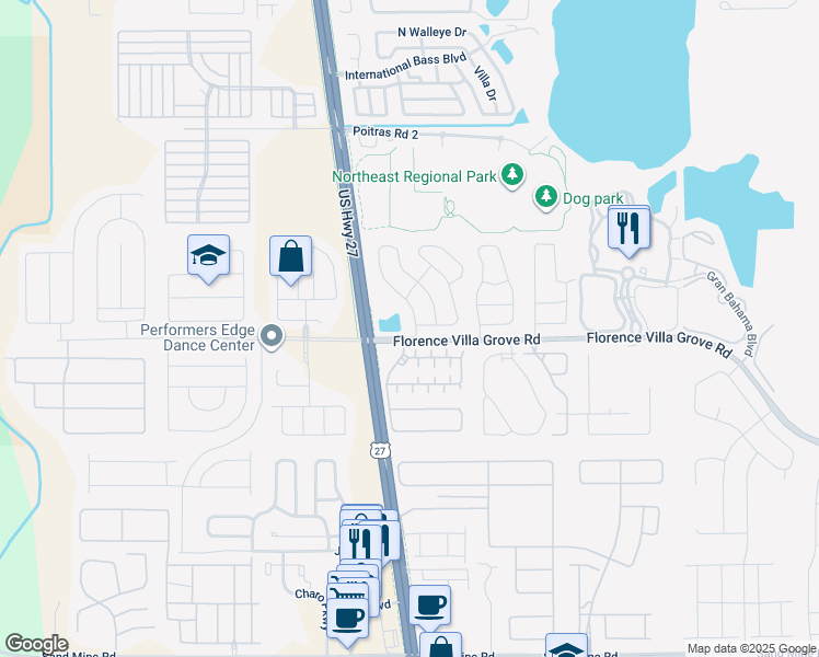 map of restaurants, bars, coffee shops, grocery stores, and more near 111 Lake Davenport Estates Drive in Davenport
