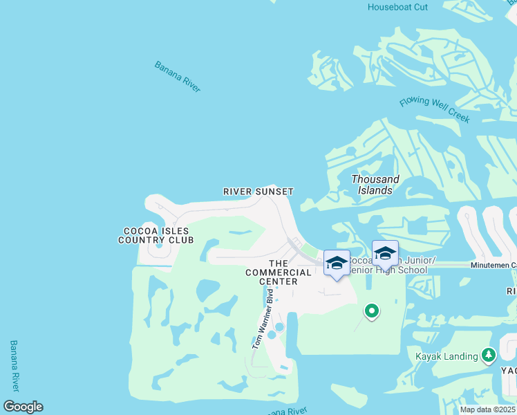 map of restaurants, bars, coffee shops, grocery stores, and more near 4 Country Club Road in Cocoa Beach