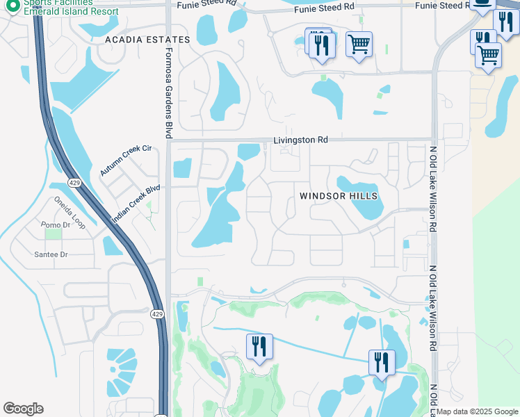 map of restaurants, bars, coffee shops, grocery stores, and more near 7755 Hockendale Street in Kissimmee