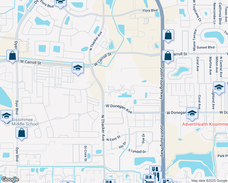 map of restaurants, bars, coffee shops, grocery stores, and more near 1703 Destiny Boulevard in Kissimmee