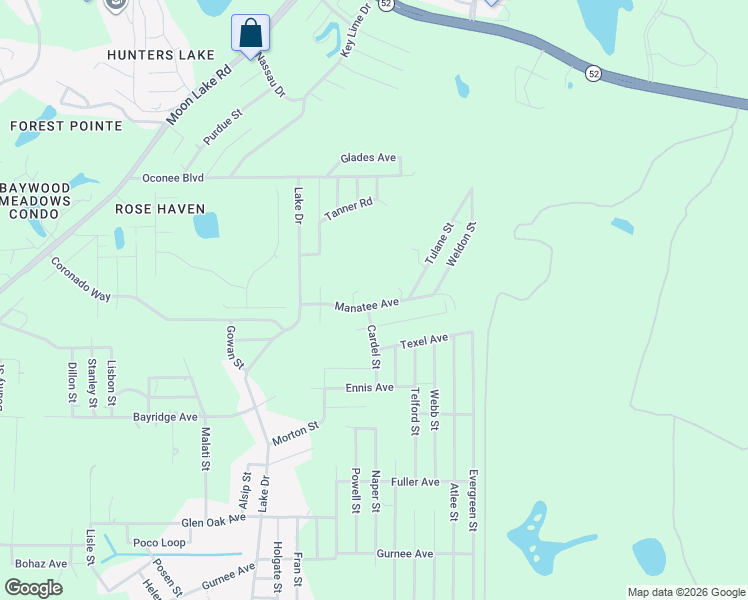 map of restaurants, bars, coffee shops, grocery stores, and more near 12945 Manatee Avenue in New Port Richey