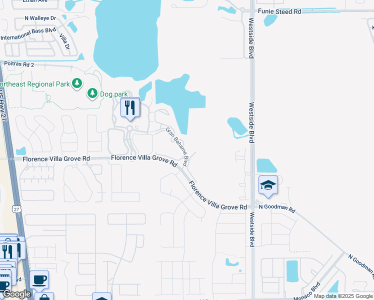 map of restaurants, bars, coffee shops, grocery stores, and more near 2601 Bimini Bay Crest in Kissimmee