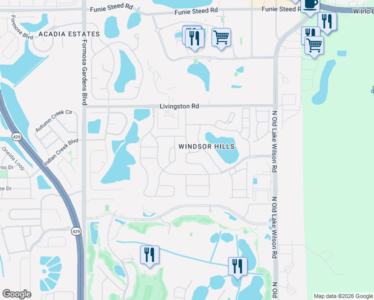 map of restaurants, bars, coffee shops, grocery stores, and more near 2642 Dinville Street in Kissimmee