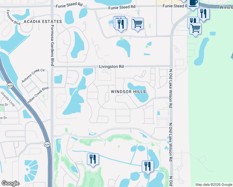 map of restaurants, bars, coffee shops, grocery stores, and more near 2642 Dinville Street in Kissimmee