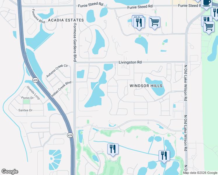 map of restaurants, bars, coffee shops, grocery stores, and more near 7755 Hockendale Street in Kissimmee