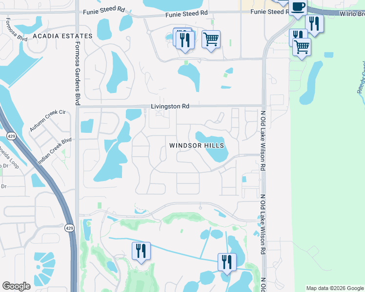map of restaurants, bars, coffee shops, grocery stores, and more near 2642 Dinville Street in Kissimmee