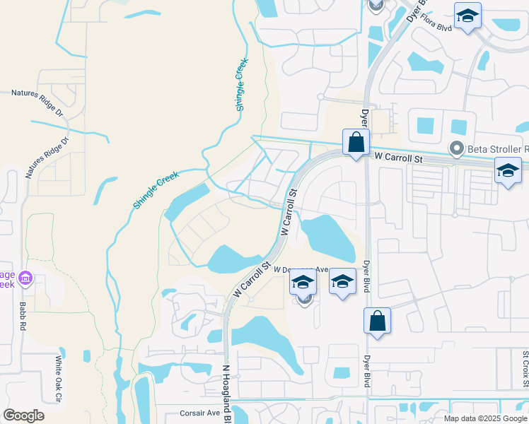 map of restaurants, bars, coffee shops, grocery stores, and more near 2493-2495 West Carroll Street in Kissimmee