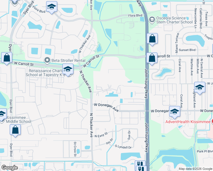 map of restaurants, bars, coffee shops, grocery stores, and more near 1803 Destiny Boulevard in Kissimmee