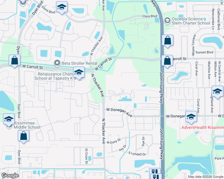 map of restaurants, bars, coffee shops, grocery stores, and more near 1903 Destiny Boulevard in Kissimmee