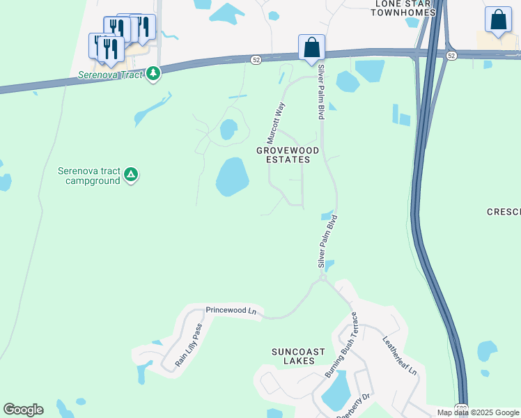 map of restaurants, bars, coffee shops, grocery stores, and more near 11341 Murcott Way in Land O' Lakes