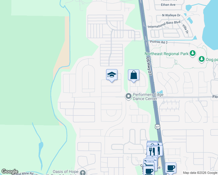 map of restaurants, bars, coffee shops, grocery stores, and more near 132 Jocelyn Drive in Davenport