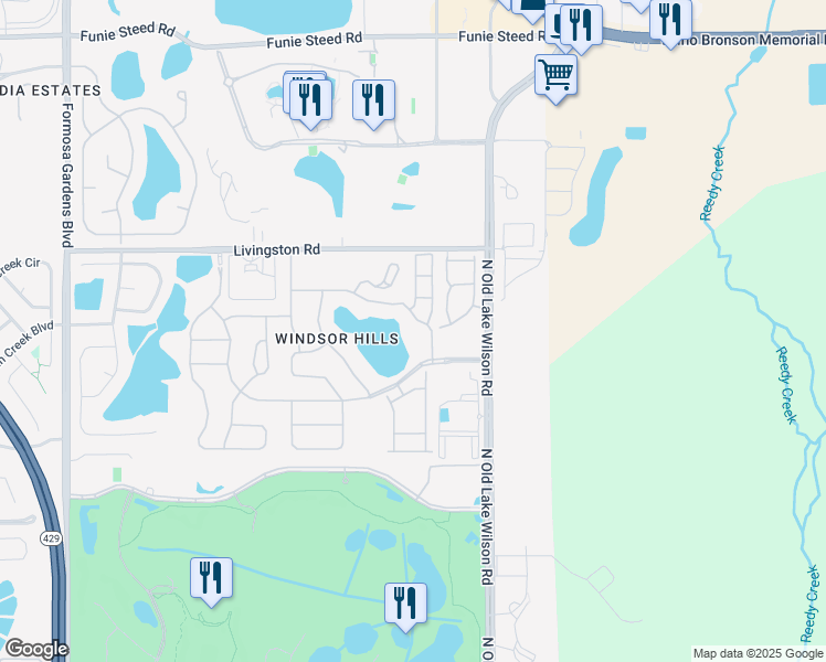 map of restaurants, bars, coffee shops, grocery stores, and more near 7654 Comrow Street in Kissimmee