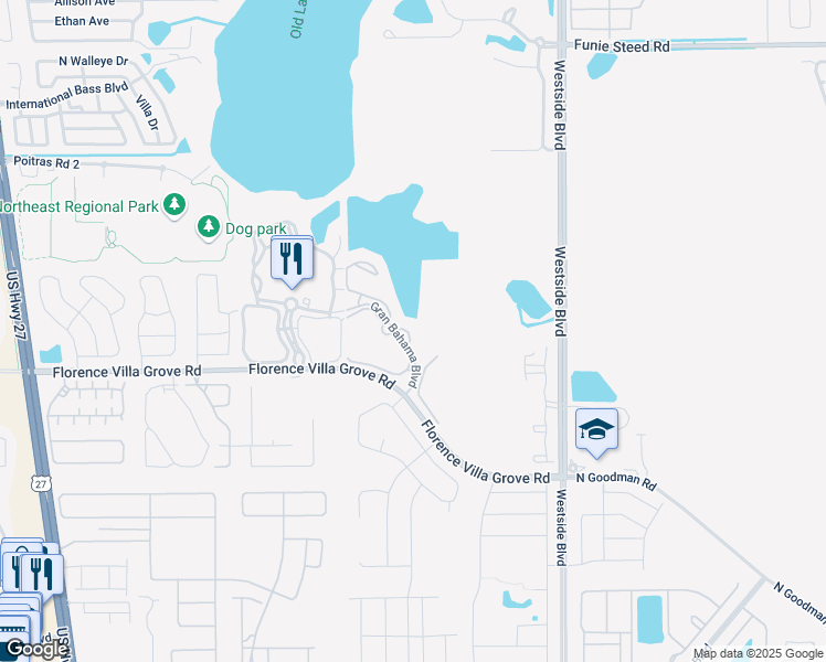 map of restaurants, bars, coffee shops, grocery stores, and more near 2611 Bimini Bay Crest in Davenport