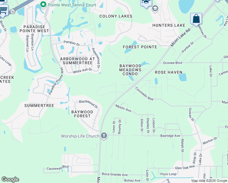 map of restaurants, bars, coffee shops, grocery stores, and more near 11411 Pike Court in New Port Richey
