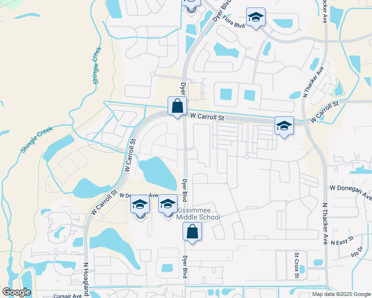 map of restaurants, bars, coffee shops, grocery stores, and more near 2612 Needlepoint Street in Kissimmee