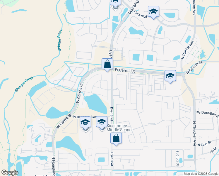 map of restaurants, bars, coffee shops, grocery stores, and more near 2612 Needlepoint Street in Kissimmee