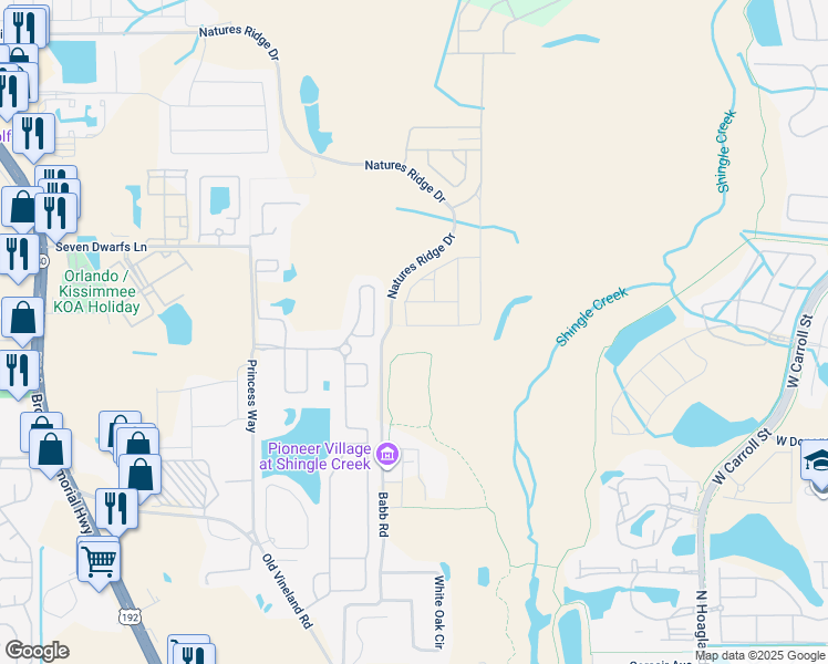 map of restaurants, bars, coffee shops, grocery stores, and more near 2491 Babb Road in Kissimmee