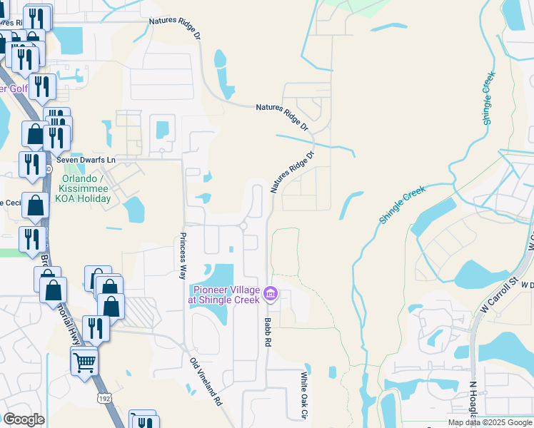 map of restaurants, bars, coffee shops, grocery stores, and more near 2660 Tranquility Way in Kissimmee