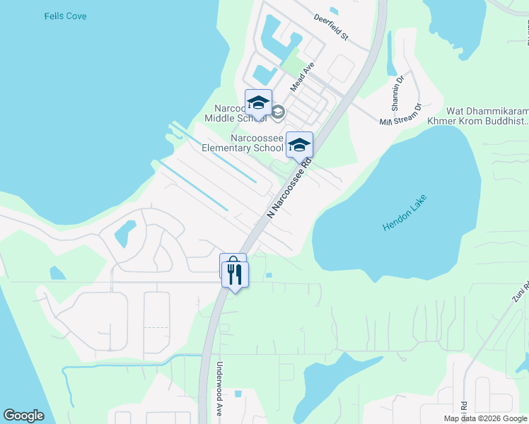 map of restaurants, bars, coffee shops, grocery stores, and more near 5149 Marina Drive in St. Cloud