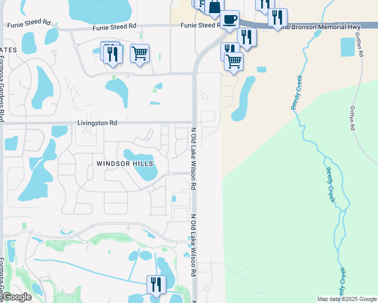 map of restaurants, bars, coffee shops, grocery stores, and more near 2661 Andros Lane in Kissimmee