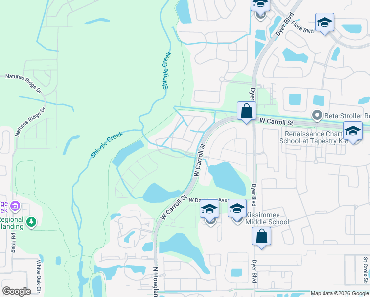 map of restaurants, bars, coffee shops, grocery stores, and more near 3801 Sonoma Boulevard in Kissimmee