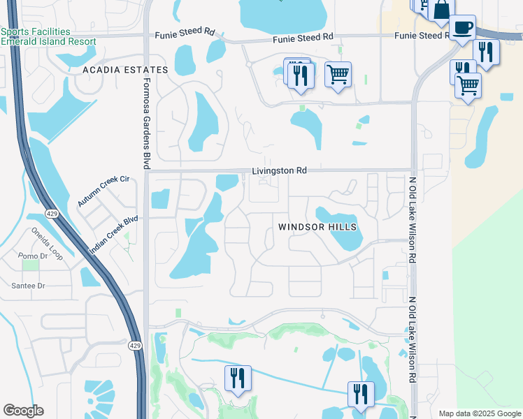 map of restaurants, bars, coffee shops, grocery stores, and more near 7817 Beechfield Street in Kissimmee