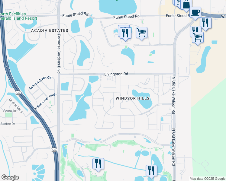 map of restaurants, bars, coffee shops, grocery stores, and more near 7817 Beechfield Street in Kissimmee