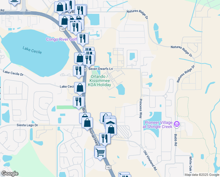 map of restaurants, bars, coffee shops, grocery stores, and more near 2620 Lodi Circle in Kissimmee