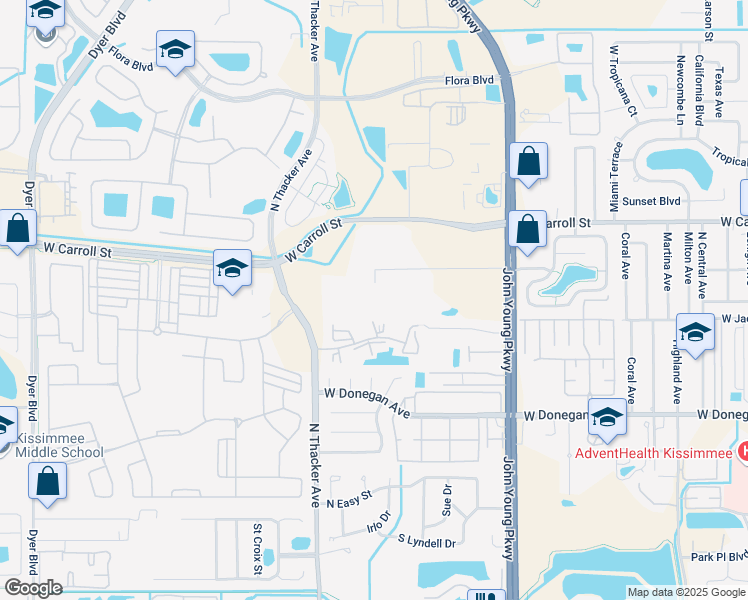 map of restaurants, bars, coffee shops, grocery stores, and more near 1700 Kenyon Circle in Kissimmee
