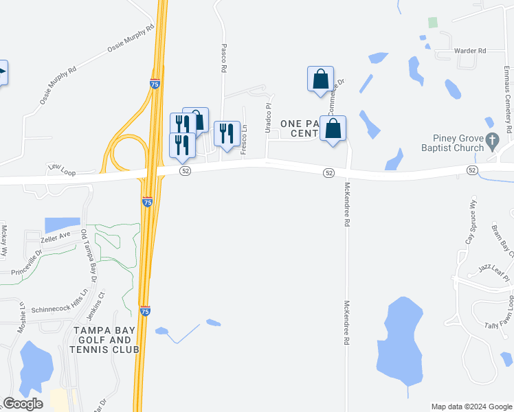 map of restaurants, bars, coffee shops, grocery stores, and more near State Road 52 in San Antonio