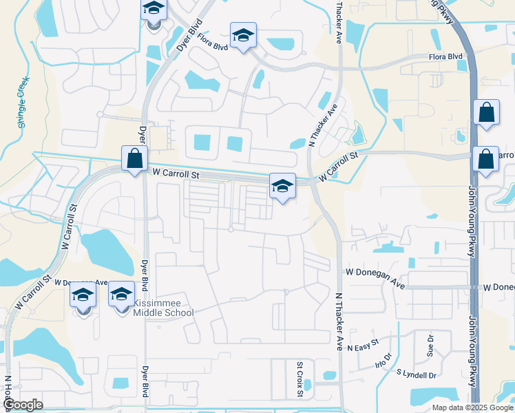 map of restaurants, bars, coffee shops, grocery stores, and more near 2489 Toscolona Drive in Kissimmee