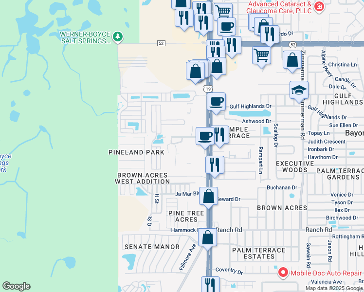 map of restaurants, bars, coffee shops, grocery stores, and more near 11321 U.S. 19 in Port Richey