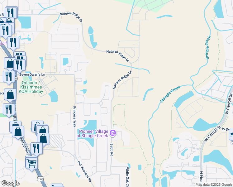 map of restaurants, bars, coffee shops, grocery stores, and more near 2660 Tranquility Way in Kissimmee