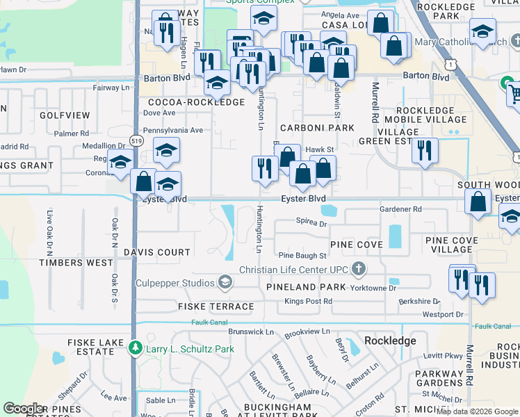 map of restaurants, bars, coffee shops, grocery stores, and more near in 