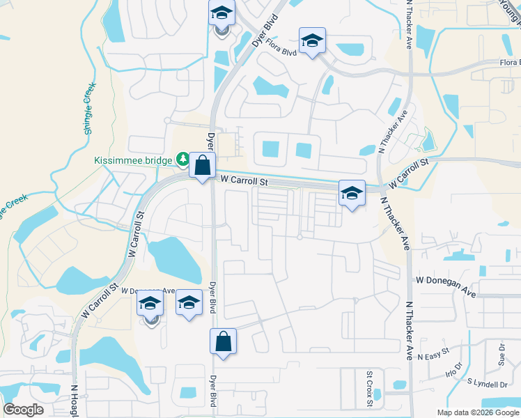 map of restaurants, bars, coffee shops, grocery stores, and more near 2573 Folio Way in Kissimmee