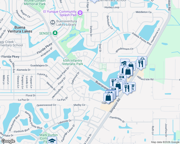 map of restaurants, bars, coffee shops, grocery stores, and more near 210 Majors Lane in Kissimmee