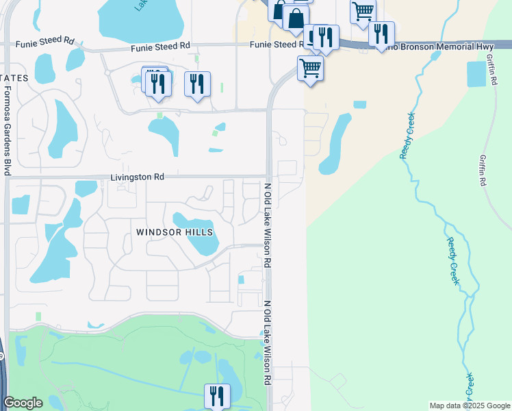 map of restaurants, bars, coffee shops, grocery stores, and more near 2672 Andros Lane in Kissimmee