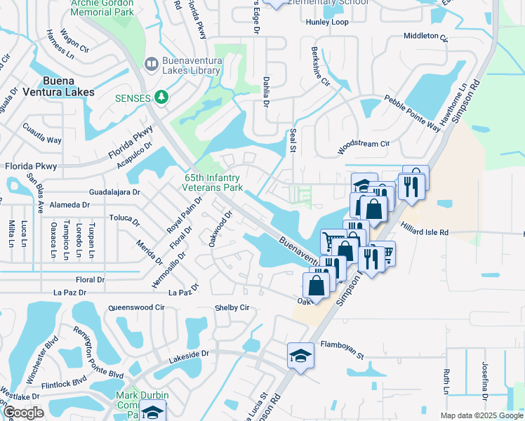 map of restaurants, bars, coffee shops, grocery stores, and more near 210 Majors Lane in Kissimmee
