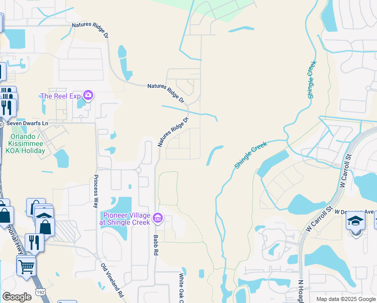 map of restaurants, bars, coffee shops, grocery stores, and more near 2491 Babb Rd in Kissimmee