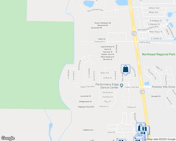 map of restaurants, bars, coffee shops, grocery stores, and more near 217 Waltham Court in Davenport