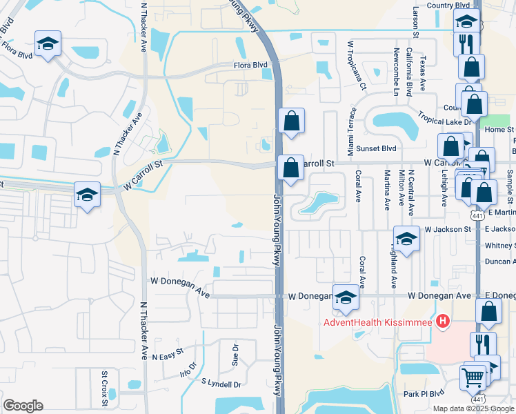 map of restaurants, bars, coffee shops, grocery stores, and more near 2667 Crown Court in Kissimmee