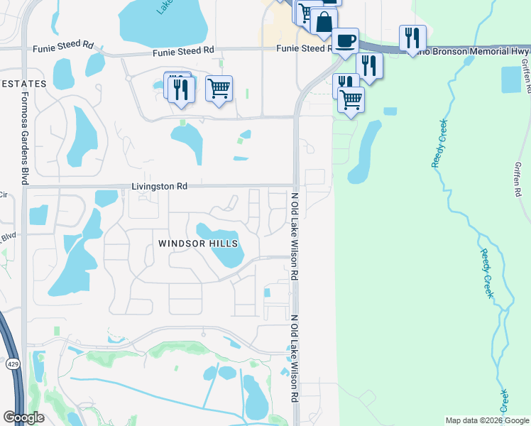 map of restaurants, bars, coffee shops, grocery stores, and more near 2672 Mayaguana Street in Kissimmee