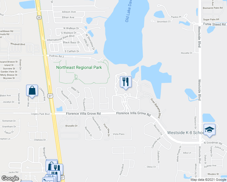 map of restaurants, bars, coffee shops, grocery stores, and more near 556 Hillcrest Drive in Davenport