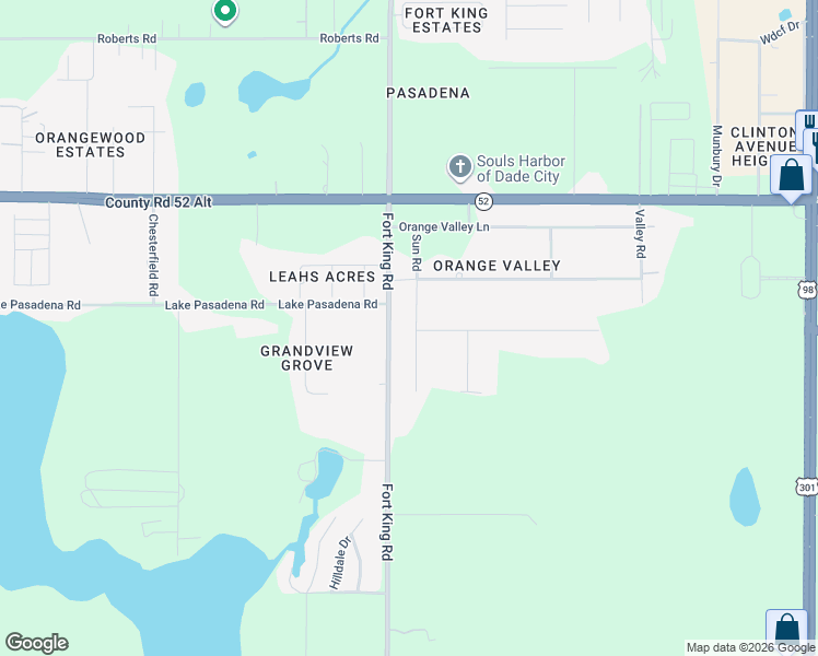 map of restaurants, bars, coffee shops, grocery stores, and more near 11425 Sun Road in Dade City