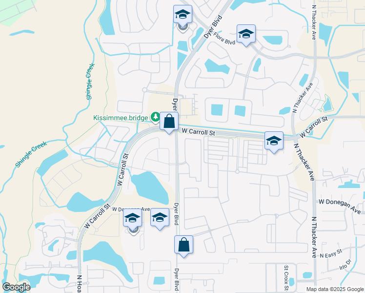 map of restaurants, bars, coffee shops, grocery stores, and more near 2630 Pledge Road in Kissimmee