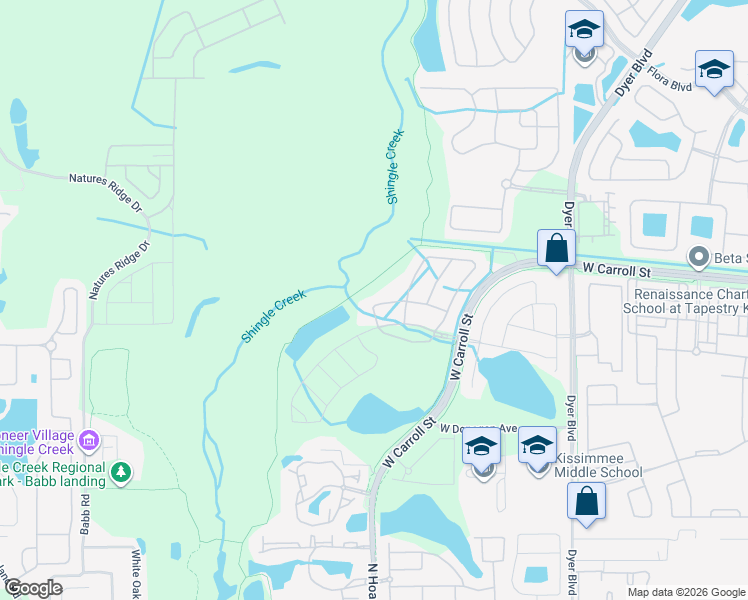 map of restaurants, bars, coffee shops, grocery stores, and more near 3951 Oakville Avenue in Kissimmee